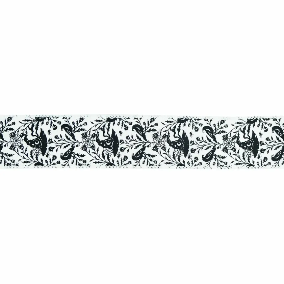 1.5" x 10yd. Black & White Witch Hat Wired Faux Linen Ribbon by Celebrate It®