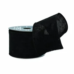 2.5" x 6.6yd. Black Wired Velvet Ribbon by Celebrate It®
