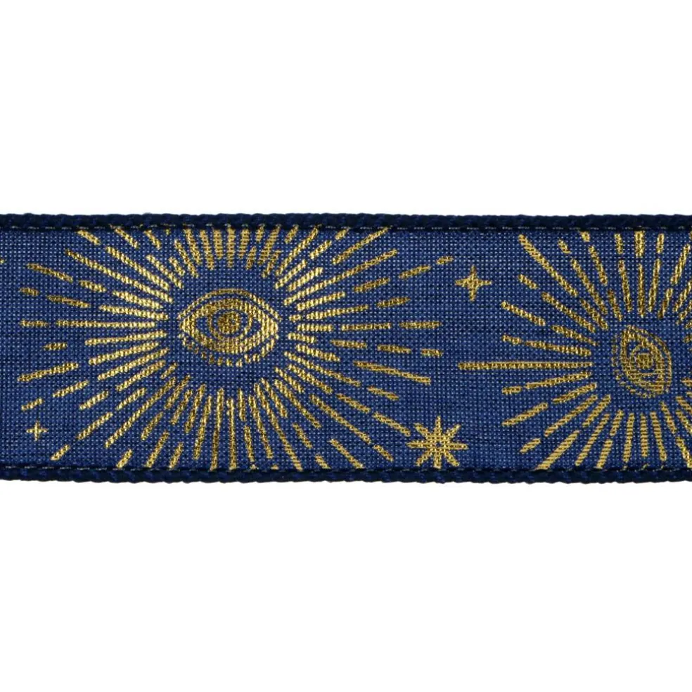 1.5" x 10yd. Blue & Gold Eye Burst Wired Ribbon by Celebrate It®