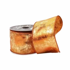 2.5" x 6.6yd. Bronze Foil Wired Satin Ribbon by Celebrate It®