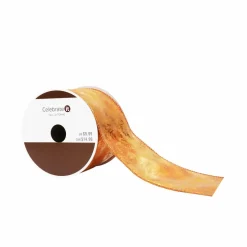2.5" x 6.6yd. Bronze Foil Wired Satin Ribbon by Celebrate It®