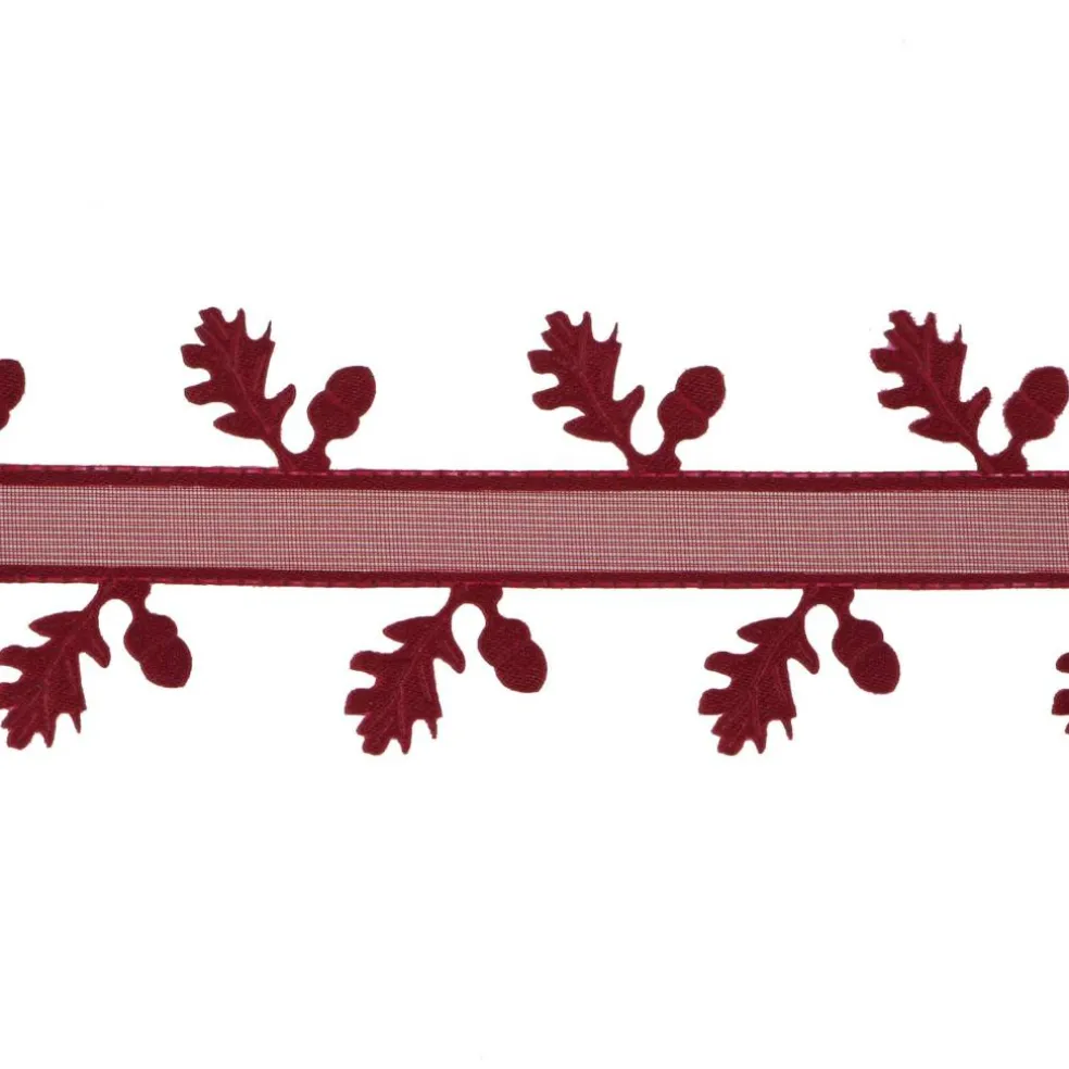 1.5" x 10yd. Burnt Red Leaf Cutout Ribbon by Celebrate It®