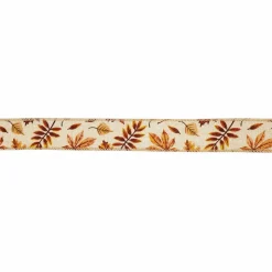 1.5" x 10yd. Fall Leaves Wired Faux Linen Ribbon by Celebrate It®