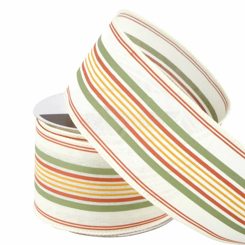 2.5" x 6.6yd. Fall Stripes Wired Ribbon by Celebrate It®