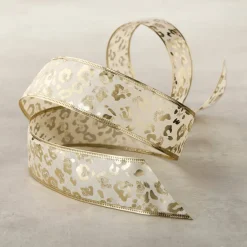 1.5" x 3yd. Gold Leopard Wired Taffeta Ribbon by Celebrate It® Classic