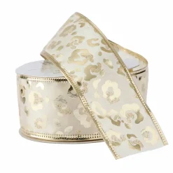 1.5" x 3yd. Gold Leopard Wired Taffeta Ribbon by Celebrate It® Classic