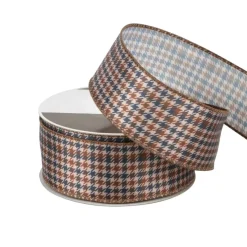 1.5" x 10yd. Multicolor Fall Houndstooth Wired Ribbon by Celebrate It®