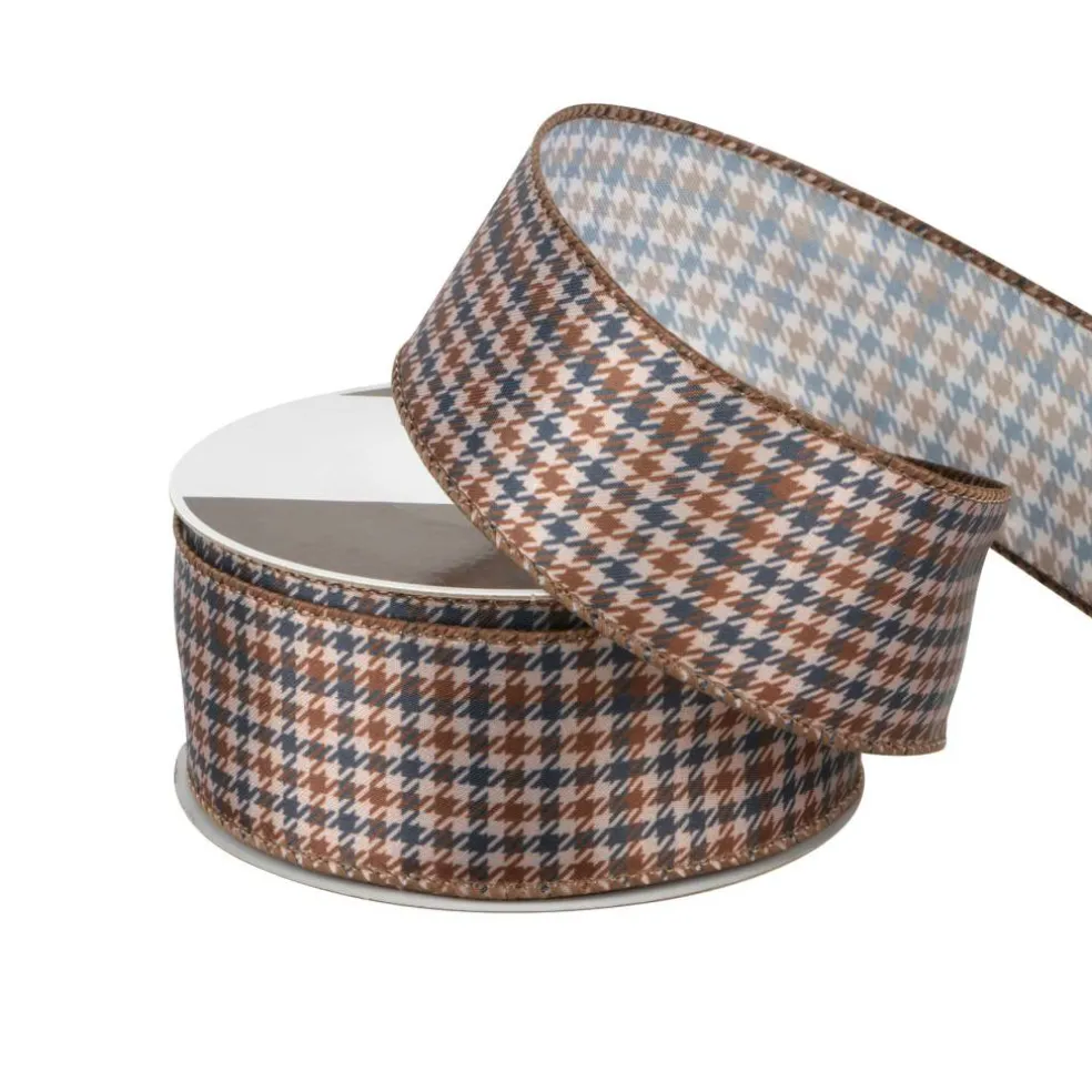 1.5" x 10yd. Multicolor Fall Houndstooth Wired Ribbon by Celebrate It®
