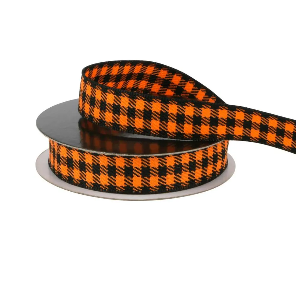5/8" x 4yd. Orange & Black Check Ribbon by Celebrate It®