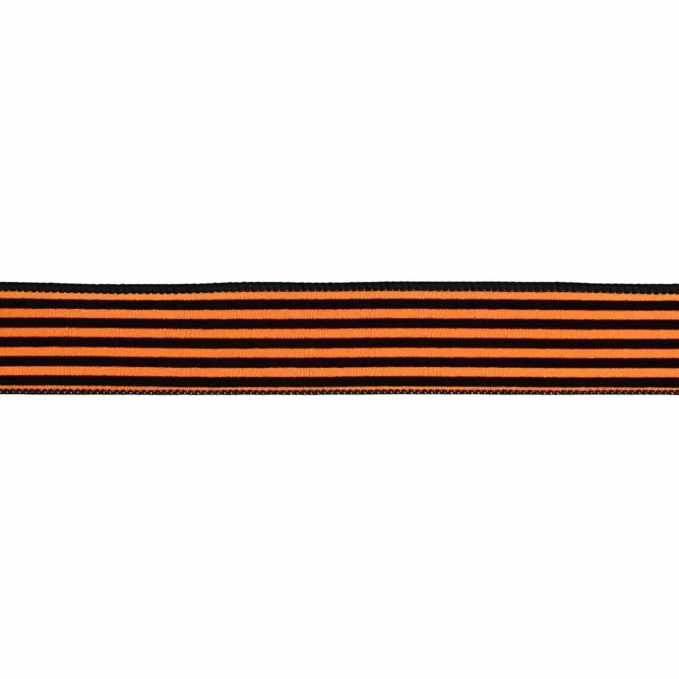 1.5" x 10yd. Orange & Black Flocked Stripes Wired Ribbon by Celebrate It®