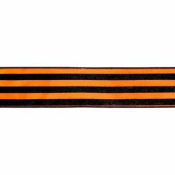 2.5" x 6.6yd. Orange & Black Glitters Stripes Wired Taffeta Ribbon by Celebrate It®