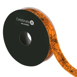 5/8" x 4yd. Orange & Black Spiderweb Ribbon by Celebrate It®