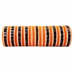 9.5" x 6yd. Orange & Black Stripes Easy Pull Mesh by Celebrate It®