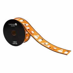 1.5" x 10yd. Orange Ghosts & Jack-o'-Lanterns Wired Ribbon by Celebrate It®