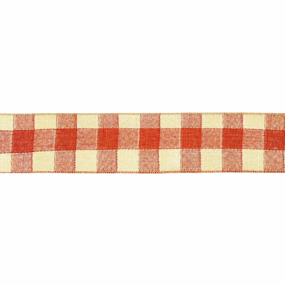 2.5" x 6.6yd. Orange Plaid Check Wired Ribbon by Celebrate It®