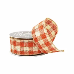 1.5" x 10yd. Orange Plaid Check Wired Ribbon by Celebrate It®