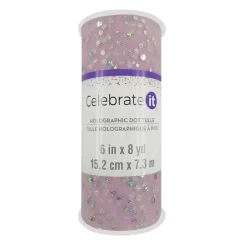 6" x 8yd. Pink Holographic Sequins Tulle by Celebrate Itâ„¢