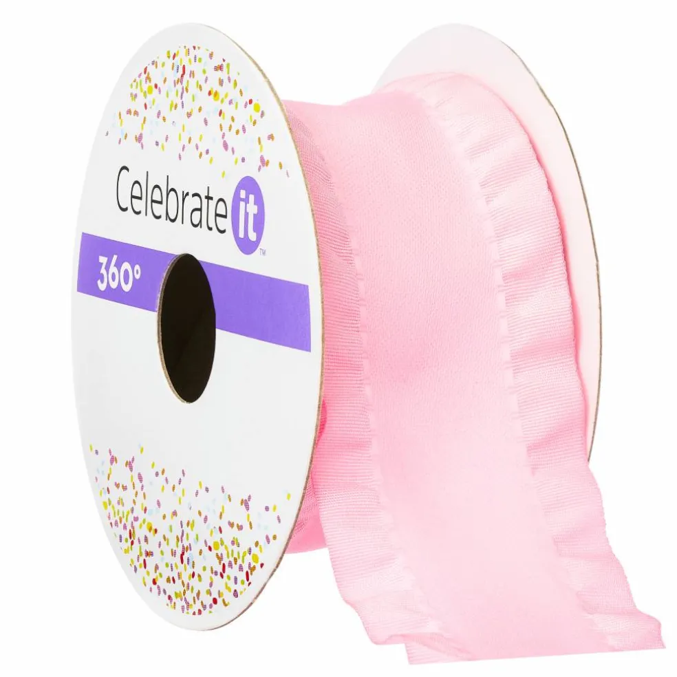 1.5" x 5yd. Satin Double Ruffle Ribbon by Celebrate It® 360°™