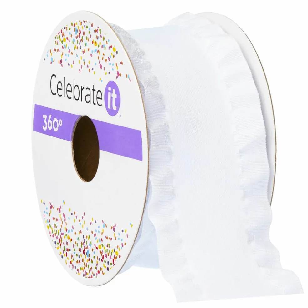 1.5" x 5yd. Satin Double Ruffle Ribbon by Celebrate It® 360°™