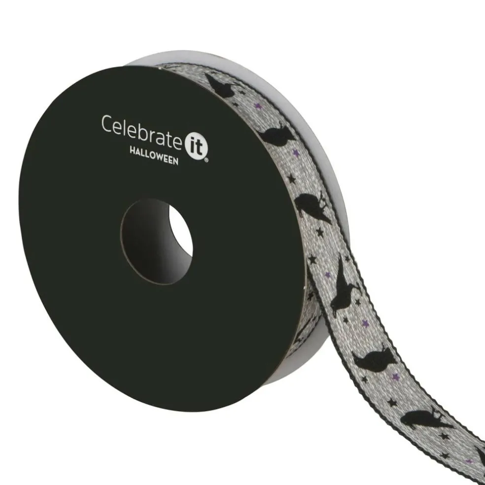 5/8" x 4yd. Silver & Black Crows Ribbon by Celebrate It®
