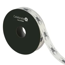 5/8" x 4yd. White & Black Spiders Ribbon by Celebrate It®