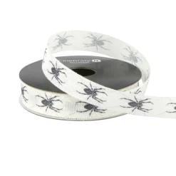 5/8" x 4yd. White & Black Spiders Ribbon by Celebrate It®