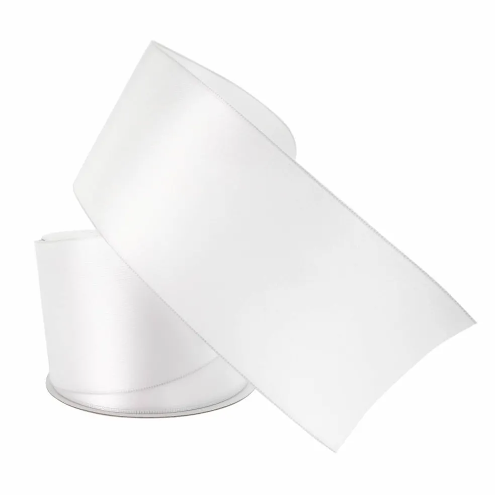 2.5" x 10yd. White Satin Wired Ribbon by Celebrate It® Specialty