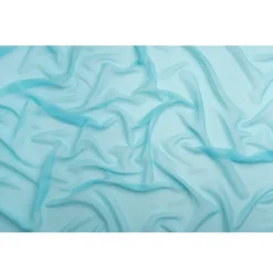 1 Yard Angel Blue Crinkled Silk Chiffon Sheer Lightweight Draping Fabric, 43 Inches Wide