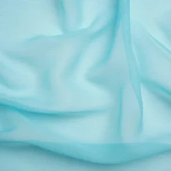1 Yard Angel Blue Crinkled Silk Chiffon Sheer Lightweight Draping Fabric, 43 Inches Wide