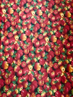 1 Yard Black Apple Printed Poly Cotton Fabric 59/60 Inch Width