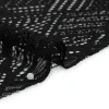 1 Yard Black Raschel Lace Fabric Geometry Leaves Organic Edge Sheer 100% Nylon, Panel Length 50"
