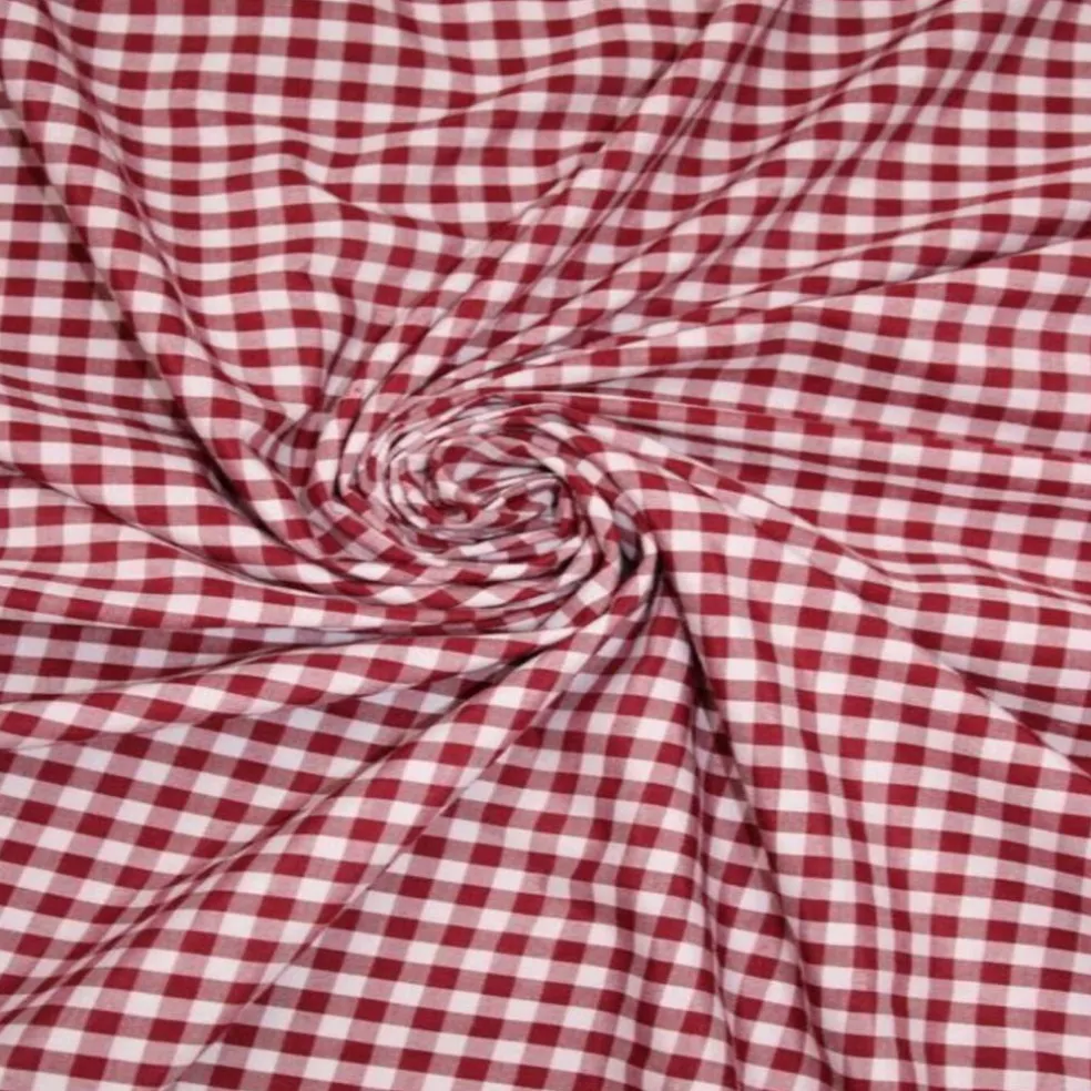 1 Yard Burgundy 1/8 Inch Gingham Poly Cotton Fabric 58/59 Inch Wide