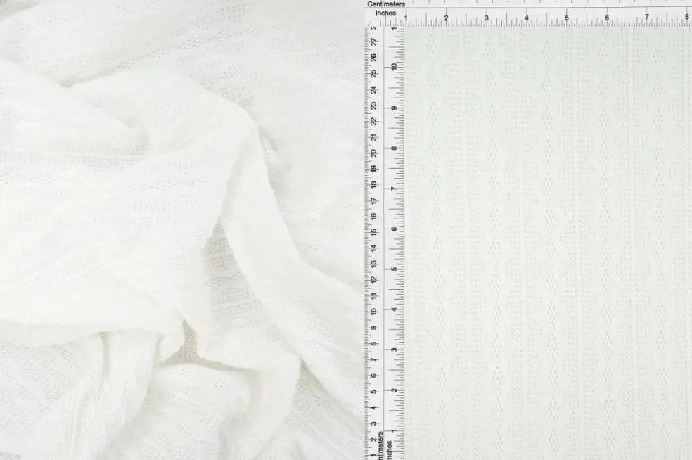 1 Yard Cable Knit Jacquard Sweater Fabric Heavyweight Stretch Knit 58/60" Wide