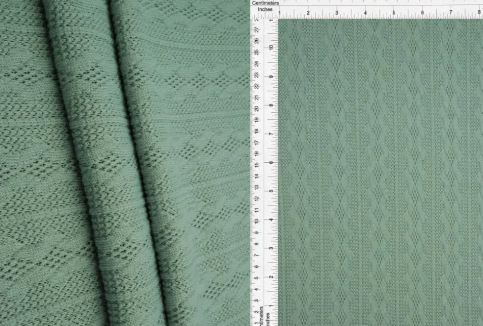 1 Yard Cable Knit Jacquard Sweater Fabric Heavyweight Stretch Knit 58/60" Wide