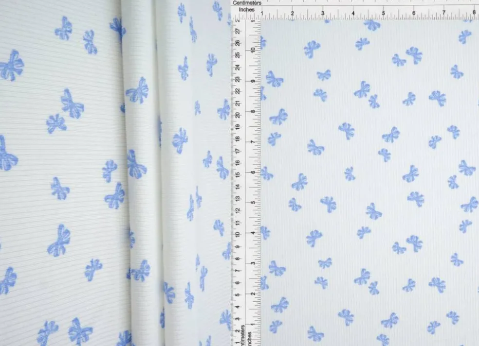 1 Yard Cotton Feel 2x2 Rib Knit Fabric Bow Print 58/59" Wide Poly