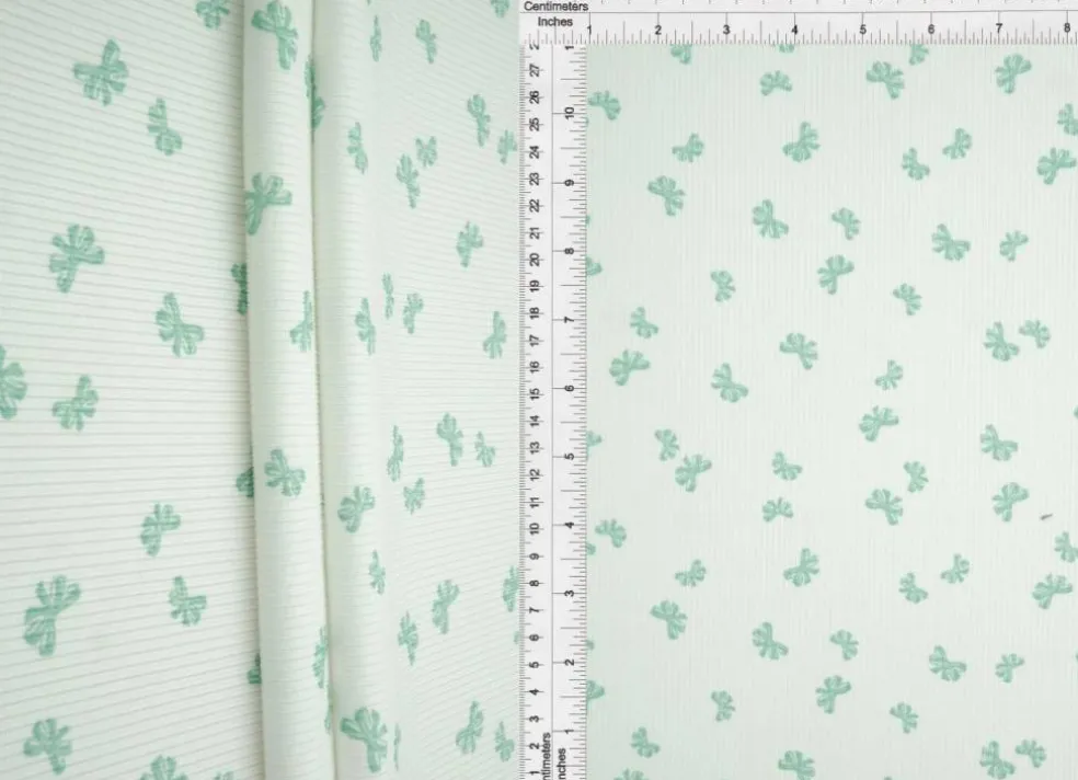 1 Yard Cotton Feel 2x2 Rib Knit Fabric Bow Print 58/59" Wide Poly