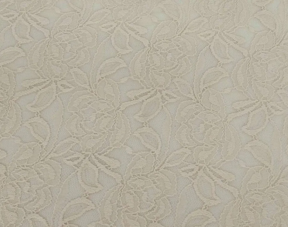 1 Yard Cream Floral Lace Sheer Embroidered Decorative Material Fabric