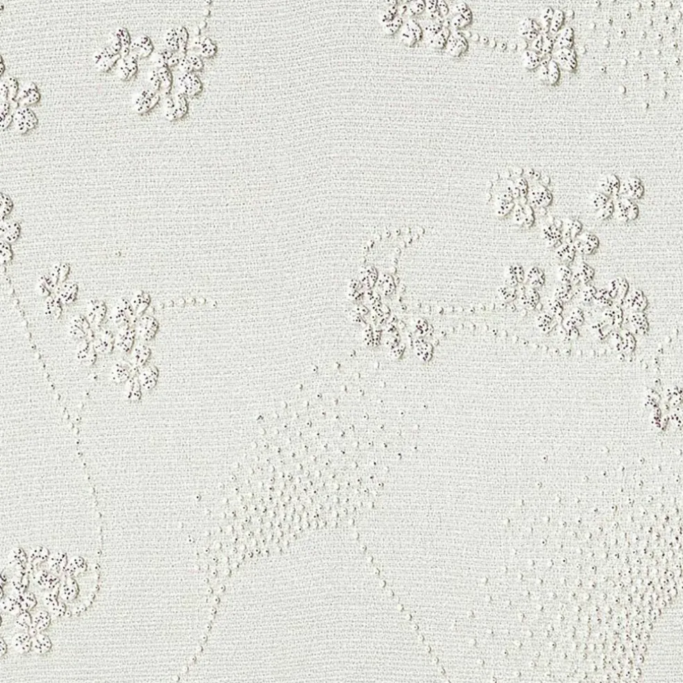 1 Yard Crystal Organza Floral Glitter White Fabric 58/60" Wide