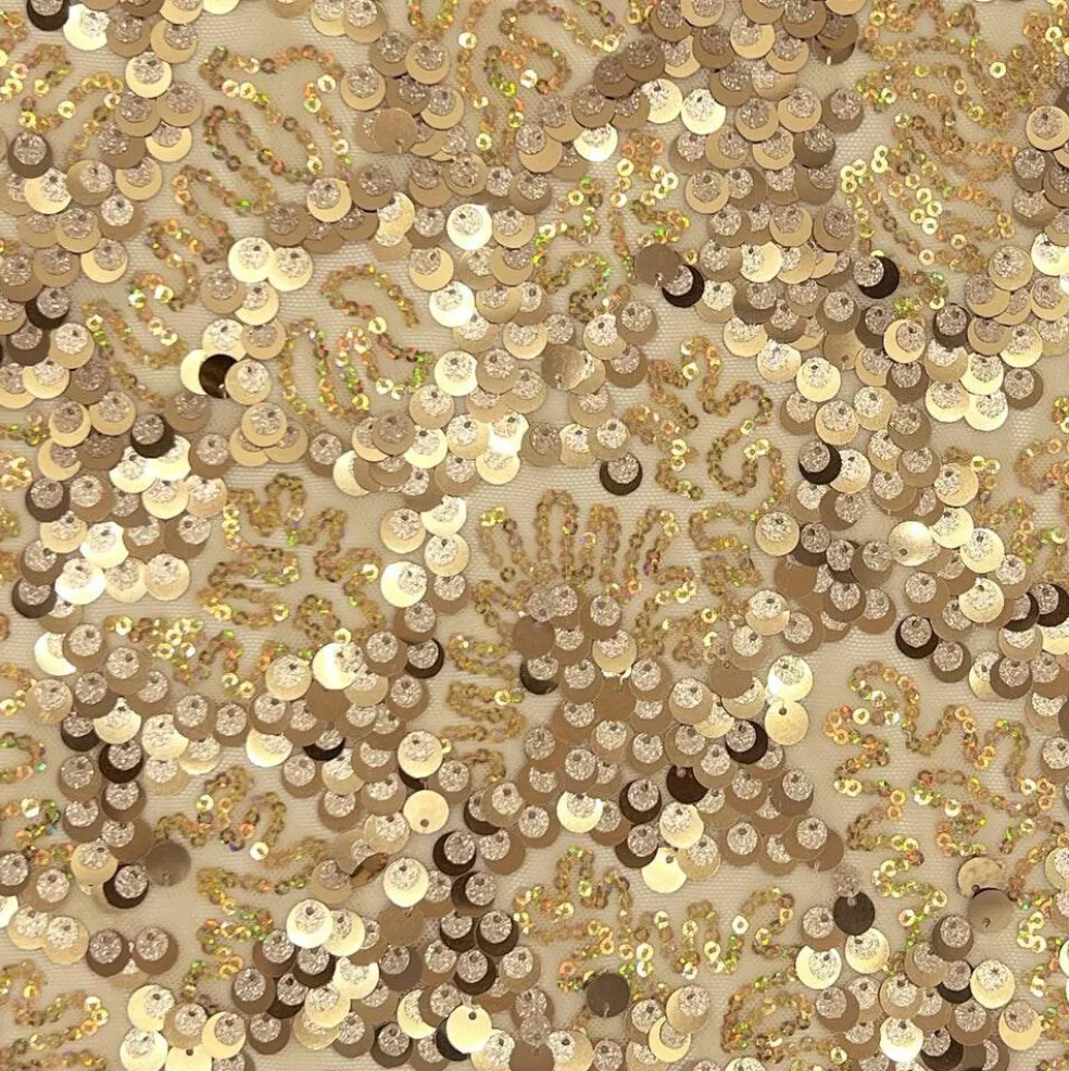 1 Yard Fame Stretch Mesh Embroidered Sequin 2 Way Stretch Dancewear Fabric 50 Inch Width