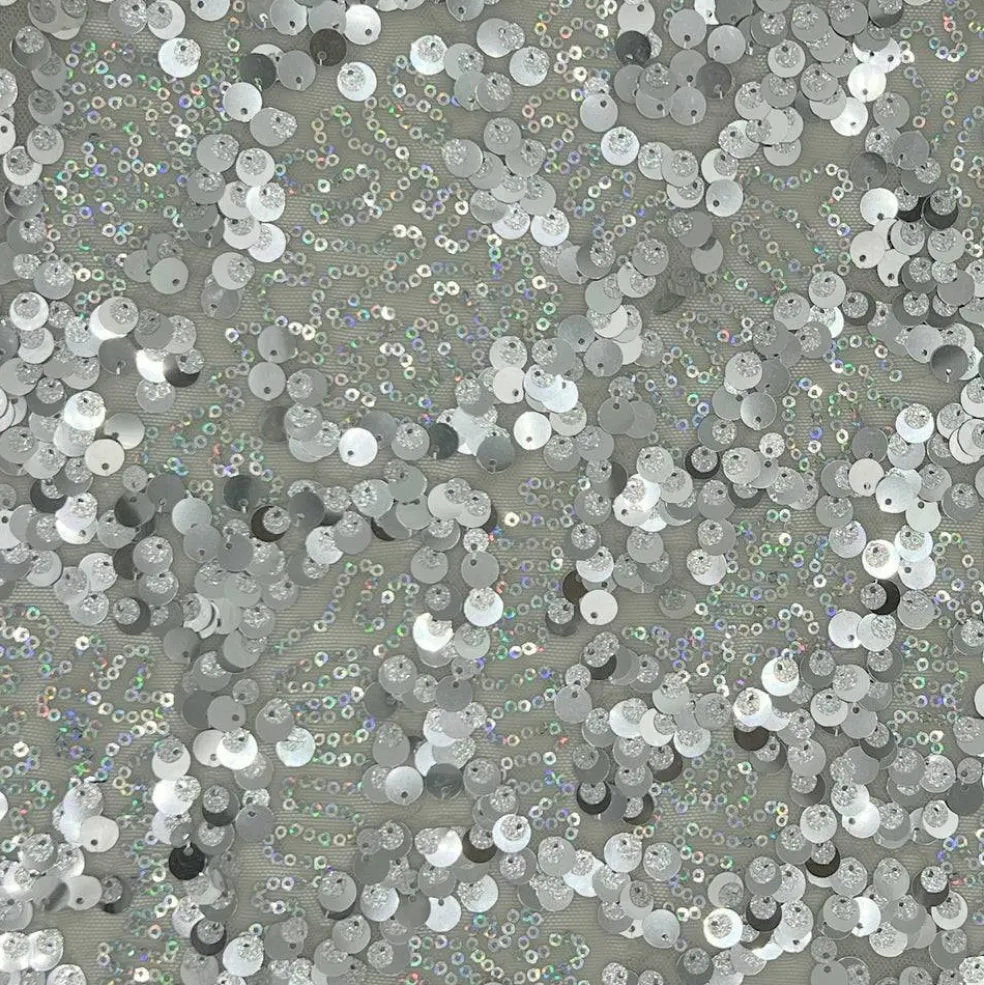 1 Yard Fame Stretch Mesh Embroidered Sequin 2 Way Stretch Dancewear Fabric 50 Inch Width