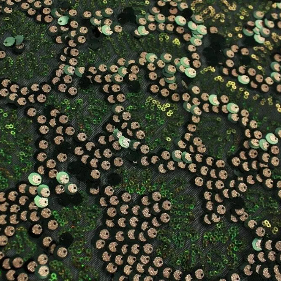 1 Yard Fame Stretch Mesh Embroidered Sequin 2 Way Stretch Dancewear Fabric 50 Inch Width