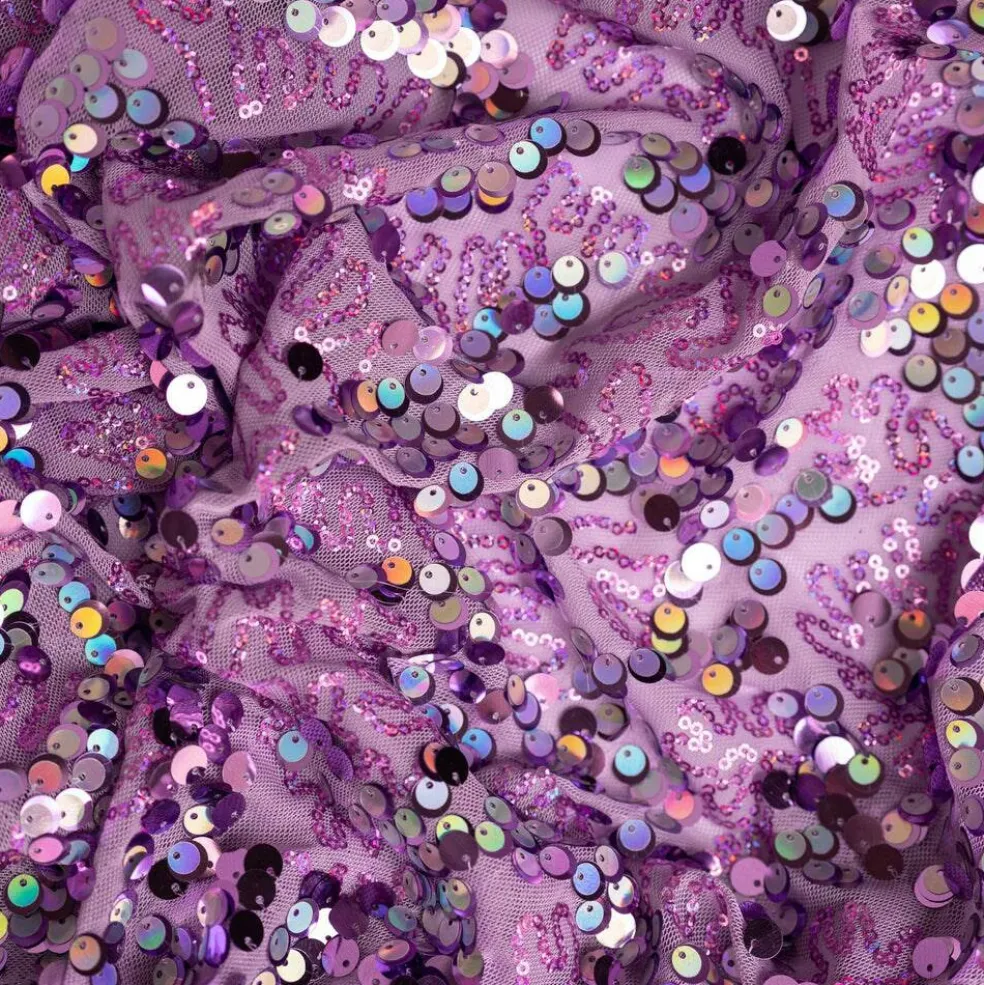 1 Yard Fame Stretch Mesh Embroidered Sequin 2 Way Stretch Dancewear Fabric 50 Inch Width
