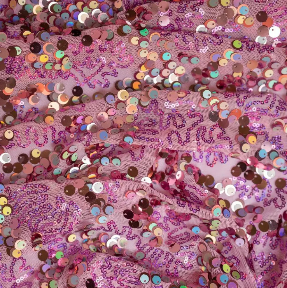1 Yard Fame Stretch Mesh Embroidered Sequin 2 Way Stretch Dancewear Fabric 50 Inch Width