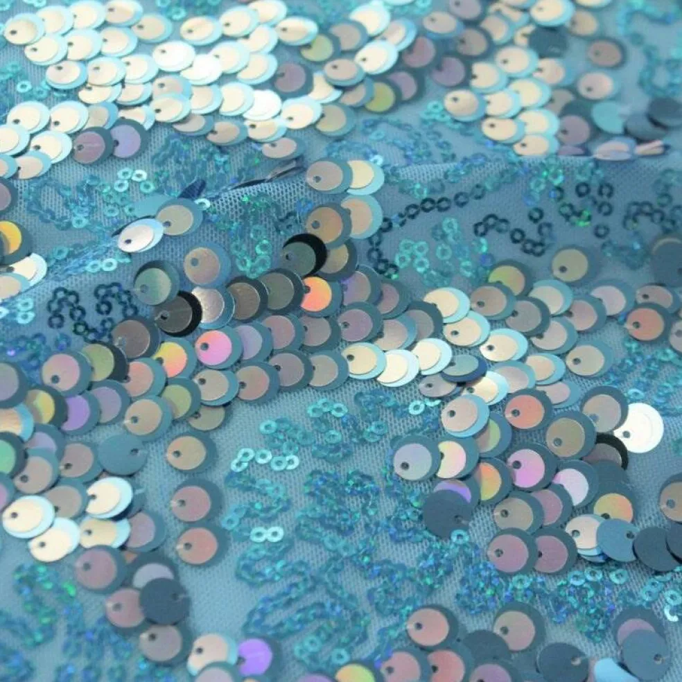 1 Yard Fame Stretch Mesh Embroidered Sequin 2 Way Stretch Dancewear Fabric 50 Inch Width