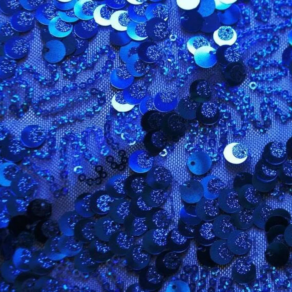 1 Yard Fame Stretch Mesh Embroidered Sequin 2 Way Stretch Dancewear Fabric 50 Inch Width