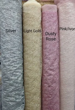 1 Yard Glitter Lace Sheer Mesh Fabric with Shine and Minimal Stretch 100% Polyester 59/60" Wide