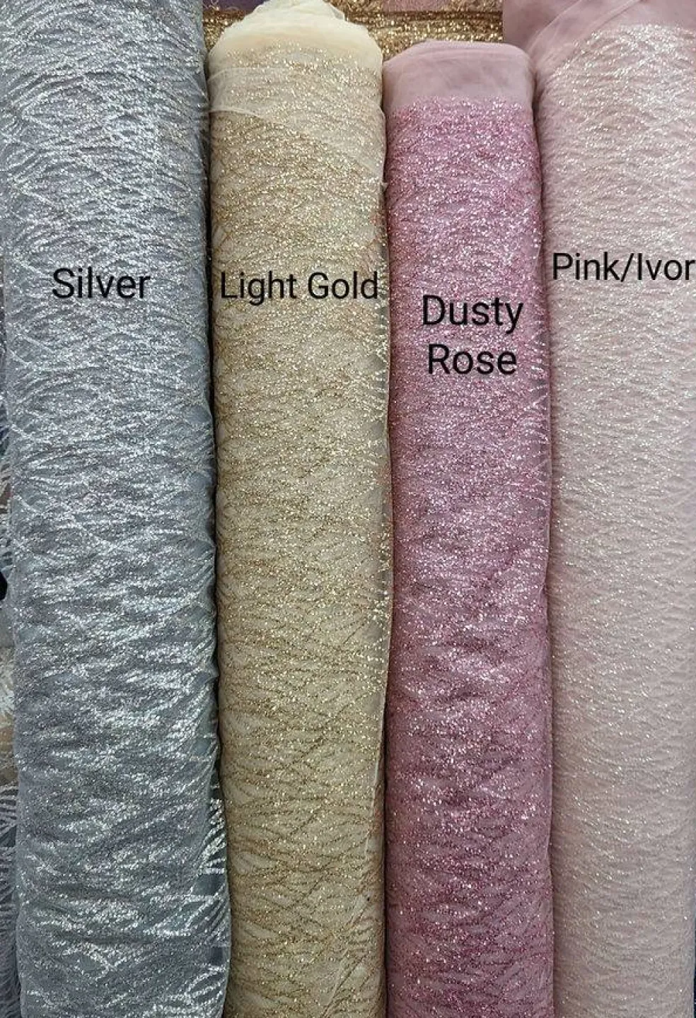 1 Yard Glitter Lace Sheer Mesh Fabric with Shine and Minimal Stretch 100% Polyester 59/60" Wide