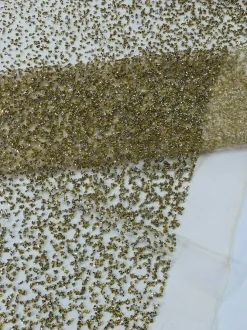 1 Yard Glitter Rhinestone Mesh Fabric Sparkly Sheer Material for Costumes, Gowns & Decor