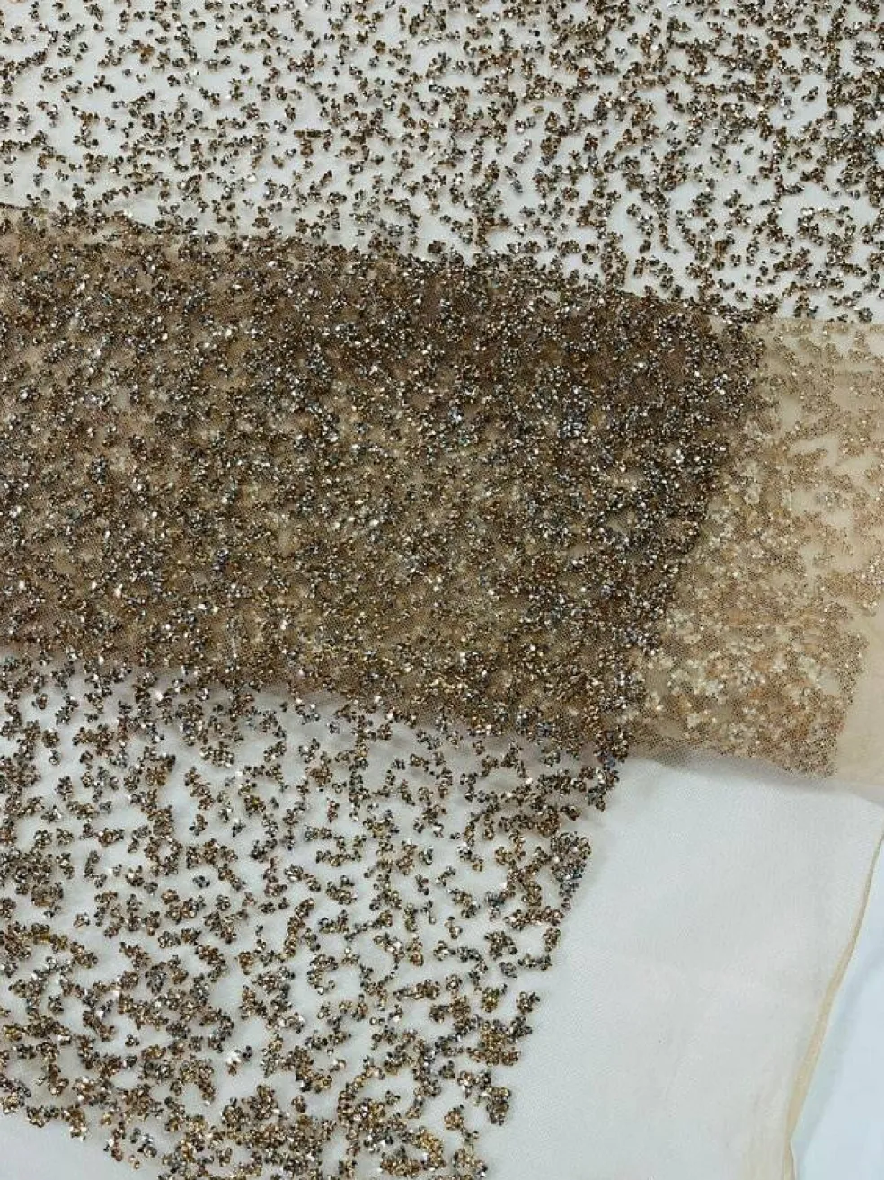 1 Yard Glitter Rhinestone Mesh Fabric Sparkly Sheer Material for Costumes, Gowns & Decor