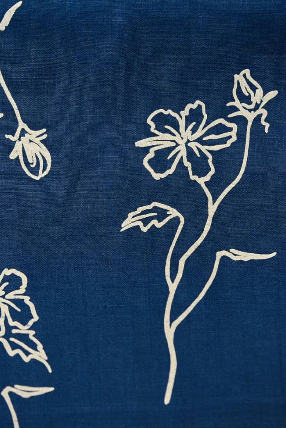 1 Yard Indigo Pure Linen Batik Print Fabric Laundered 58 Inches